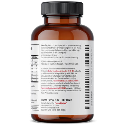 Futurebiotics Antarctic Krill Oil 1000mg with Omega-3s EPA, DHA, Astaxanthin and Phospholipids - Premium Krill Oil Heavy Metal Tested, Non GMO – 90 Softgels (45 Servings)