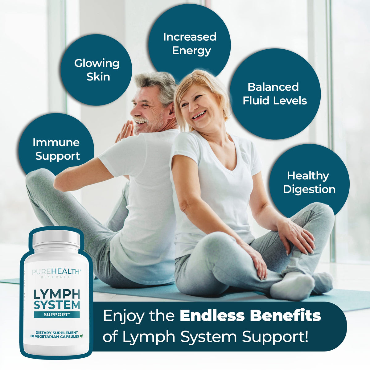 PUREHEALTH RESEARCH Lymph System Support Supplement - Lymphatic Drainage Supplement