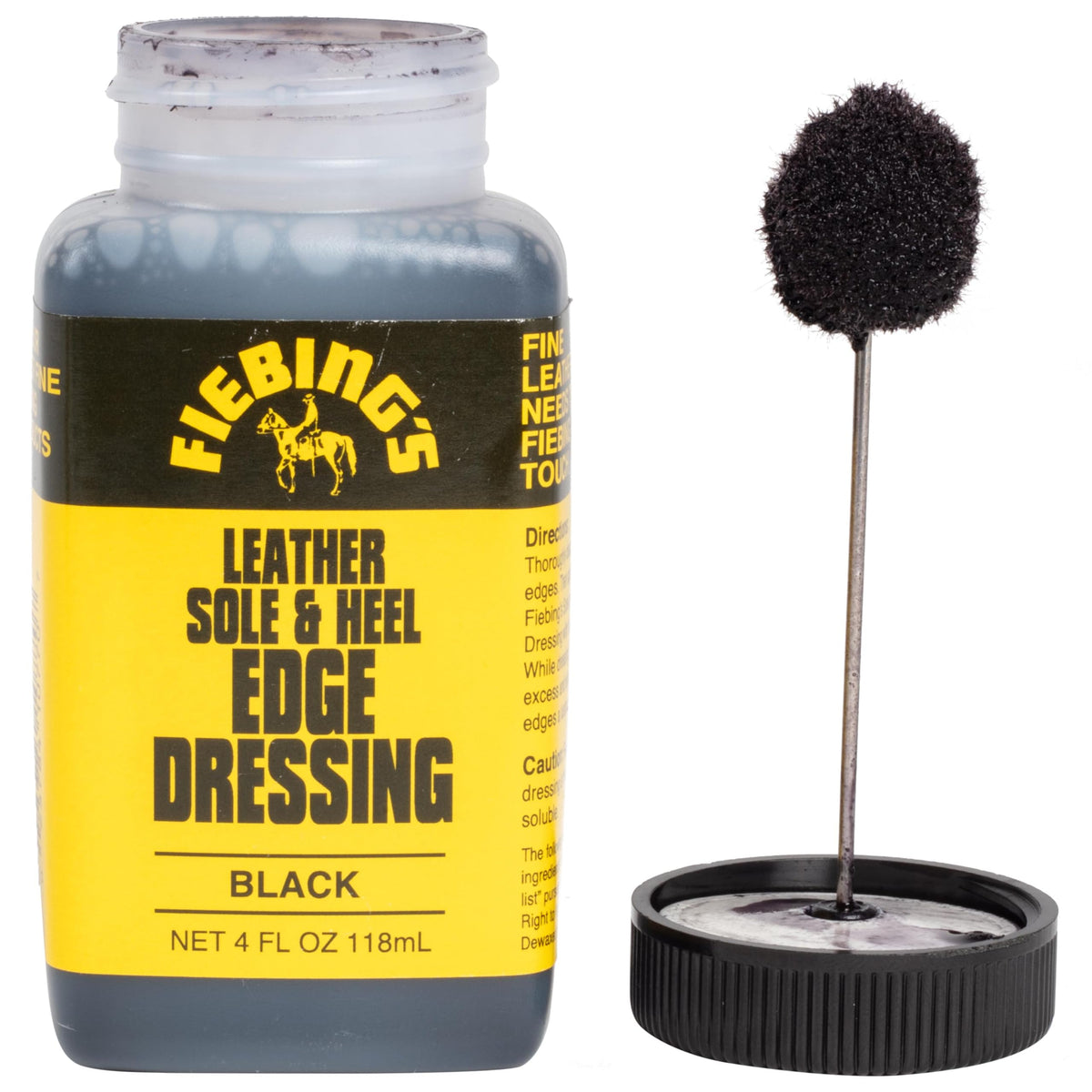 Fiebing's Leather Sole & Heel Edge Dressing (4 oz) - High Gloss, Protective Shoe Dressing Polish - Includes Brush Applicator