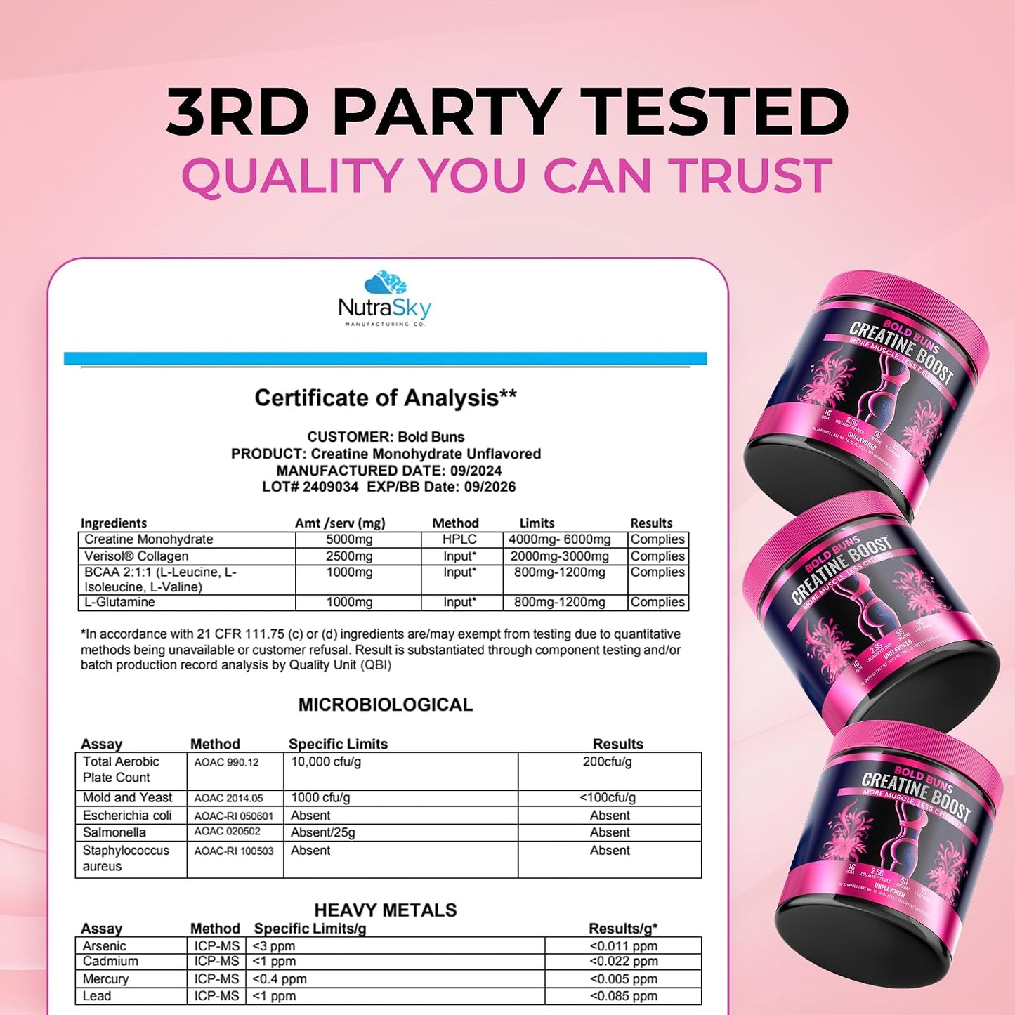 Bold Buns Creatine for Women – Supplement with Collagen & BCAA – Supports Muscle Development, Post-Workout Recovery, Skin Elasticity, Healthy Hair & Nail (30 Servings, Unflavored)