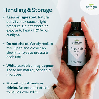 ENTEGRO Flourish Original Liquid Probiotic & Postbiotic Supplement, Plastic | 11 Live Cultures, Gut & Digestive Health For Women, Men & Kids, Organic, Vegan, Allergen Free, Non-GMO, USA Made, 16 fl oz
