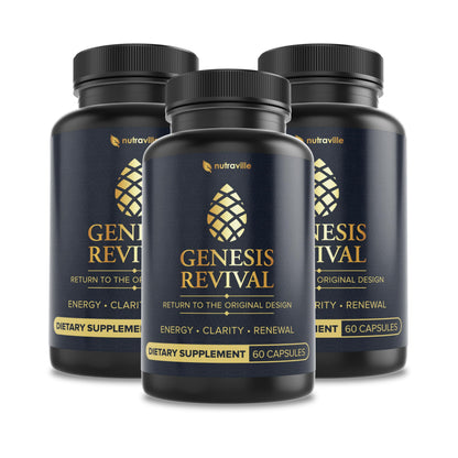Genesis Revival - Shilajit, Lion's Mane & 8 Sacred Botanicals | Nourish the Pineal Gland for Energy, Mental Clarity, Graceful Aging & a Return to Your Eden State, 60 Count
