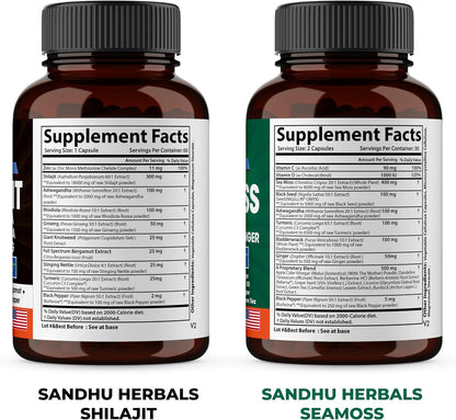 Shilajit, Sea Moss & Ashwagandha Trio Bundle | Supports Immune, Digestive Health, Restful Sleep & Overall Wellness| Supplement for Men & Women