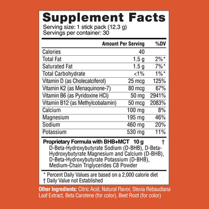 MCT & BHB Exogenous Ketones Drink Mix Packets - Real Ketones Elevate Keto Electrolytes