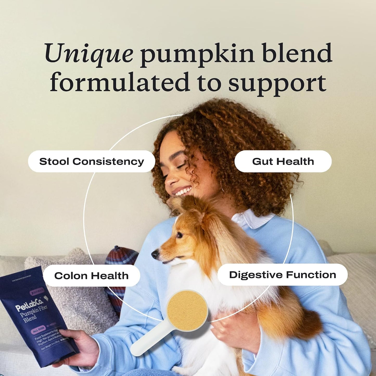 PetLab Co. Pumpkin Powder for Dogs, Supplement Powder | Fiber-rich prebiotic powder sprinkled onto food to support firm stools and a balanced gut