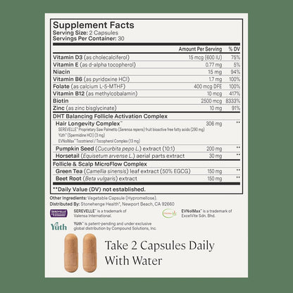 Stonehenge Health Dynamic Hair Energy for Men – Hair Growth Supplement with Saw Palmetto, Spermidine, Biotin & Tocotrienols – Supports Thicker, Denser, Fuller-Looking Hair – 60 Vegetarian Capsules