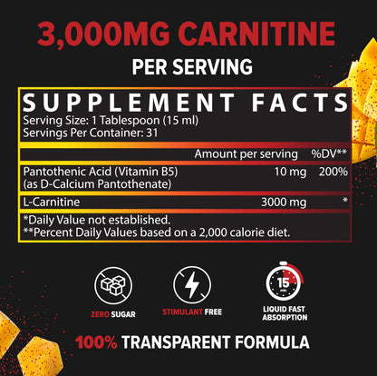Nutrex Research L Carnitine 3000 - Clinically Dosed L-Carnitine Liquid for Energy, Metabolism & Muscle Recovery - Delicious Strawberry Watermelon - No Sugar, No Carbs, No Stimulants - 31 Servings
