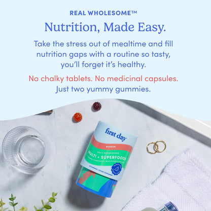 FIRST DAY Women's Multivitamin Gummies with Methylated Folate, 60 Gummies