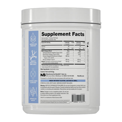 NutraBio Multi Collagen Powder - Hydrolyzed Collagen Peptides for Glowing Hair & Skin - Grass-Fed - Collagen Powder for Women and Men - 40 Servings- Unflavored