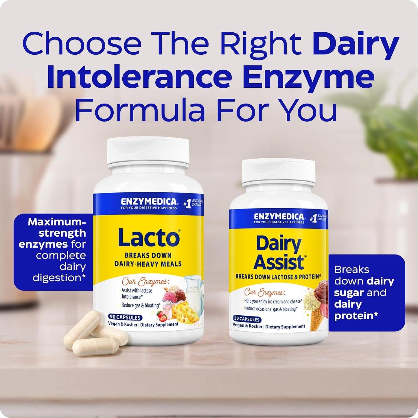 Enzymedica Lacto Digestive Enzymes for Men & Women - 90 Capsules