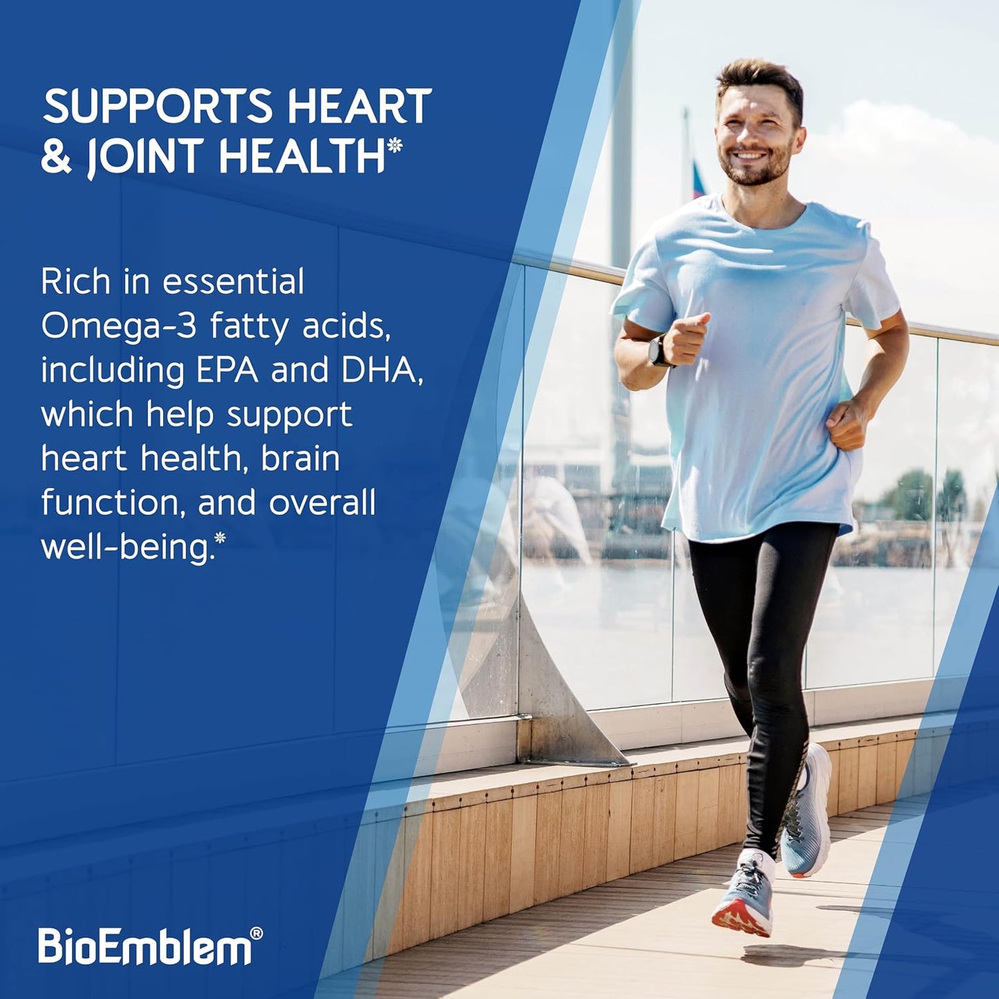 BioEmblem Omega-3 Fish Oil 2000mg Per Serving - Small Size Softgels, High Absorption Form, Sustainable - EPA &DHA Plus Vitamin D3, Non-GMO, Heart, Joint, & Brain Health Fish Oil Supplement, 120 Ct