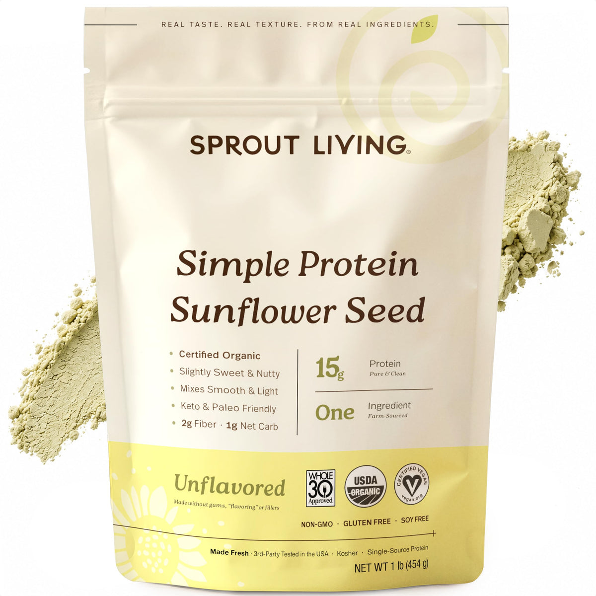 Sprout Living Organic Pumpkin Seed Protein Powder, Unflavored, 20 Grams of Plant Based Protein Powder Without Artificial Sweeteners, Non Dairy, Non-GMO, Vegan, Gluten Free (1 Pound, 14 Servings)