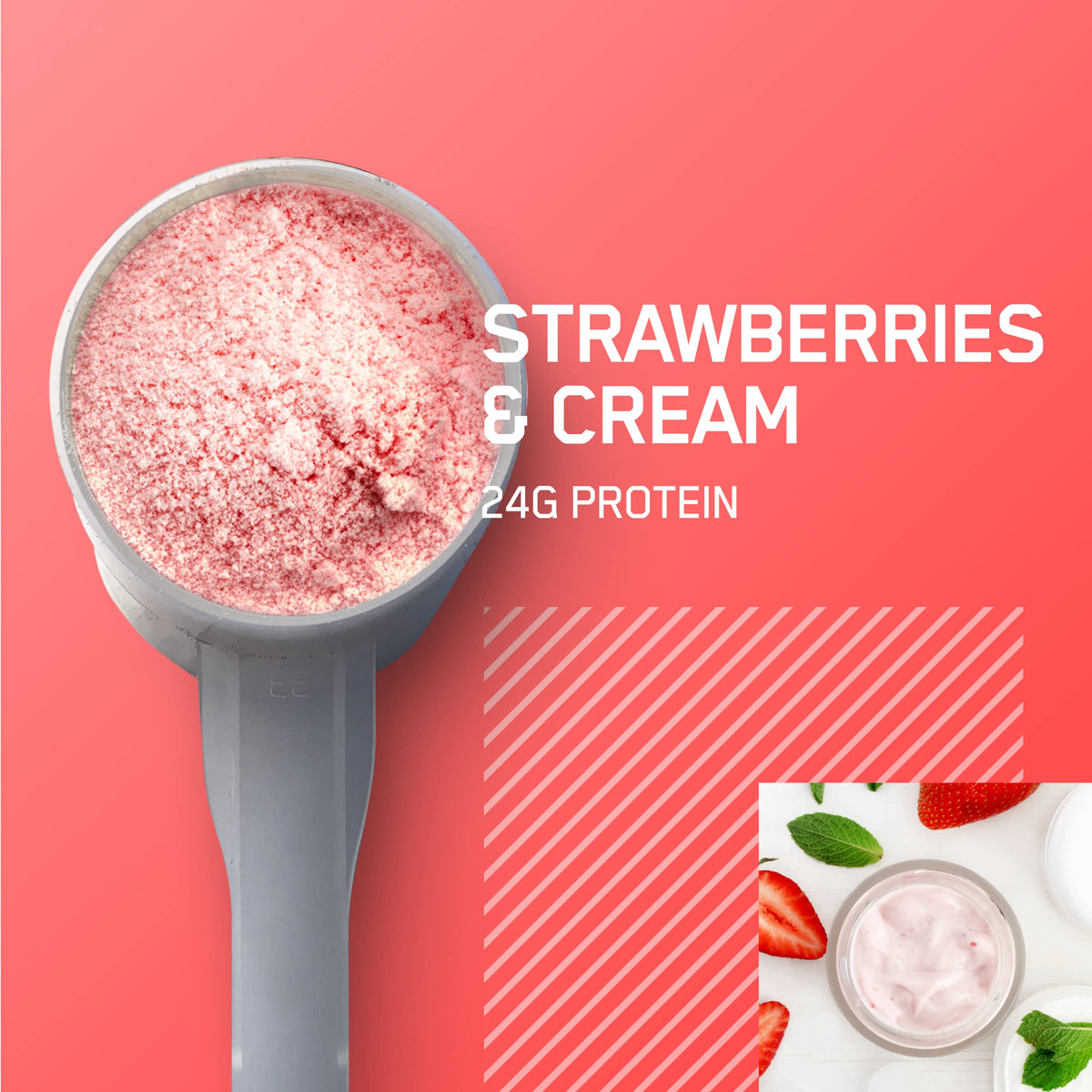 Optimum Nutrition Gold Standard 100% Whey Protein Powder, Strawberries & Cream