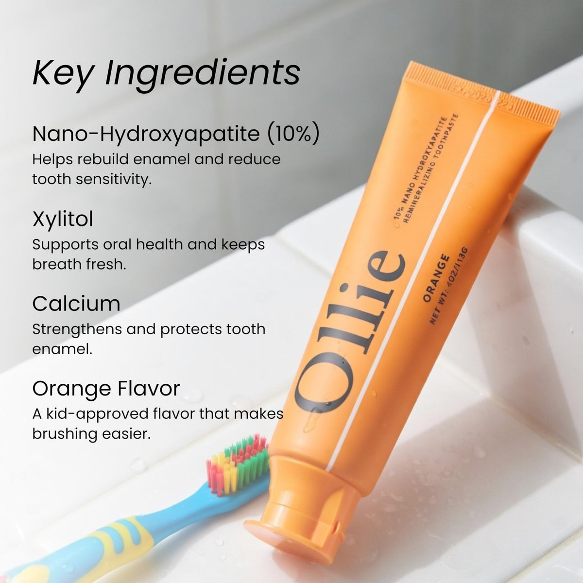 Ollie Fluoride Free 10% Nano Hydroxyapatite Toothpaste, Clean Mint, 1 Pack