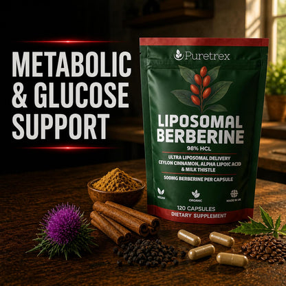 Liposomal Berberine 500mg HCl 98%, 120 Capsules with Ceylon Cinnamon, Alpha Lipoic Acid, Milk Thistle, Enhanced Absorption Metabolism Supplement, Made in UK, Vegan