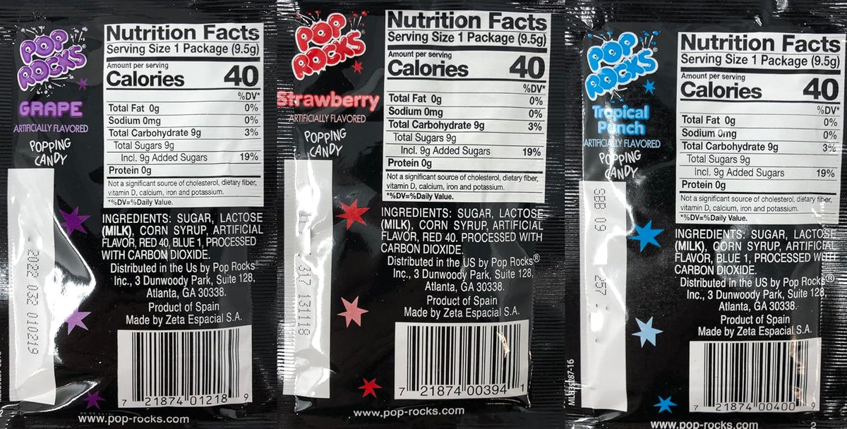 Pop Rocks Candy Variety Pack Popping Candy - Pop Rocks Bulk Candy, Nine Different Flavors Bulk Popping Candy (36 Count)