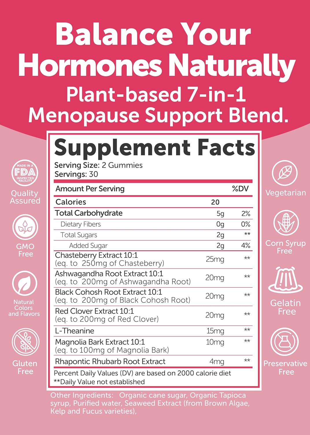 Lunakai USA Made Menopause Relief Gummies – Natural Menopause Supplements for Women with Black Cohosh & L-Theanine – Daily Support for Hot Flashes, Night Sweats & Hormonal Balance, 60ct