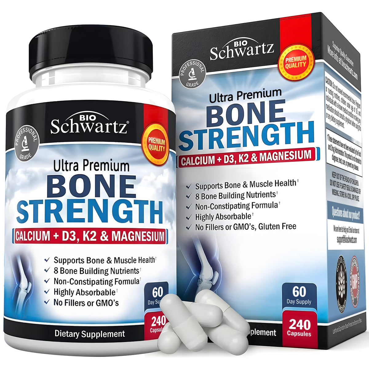 Bone Strength Supplement for Women & Men, 120 Capsules