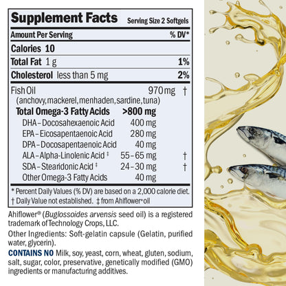 ANDREW LESSMAN Essential Omega-3 Fish Oil, High DHA Formula, 180 Softgels | Ultra-pure Omega-3 fish oil in its natural triglyceride form to support heart, brain and eye health.