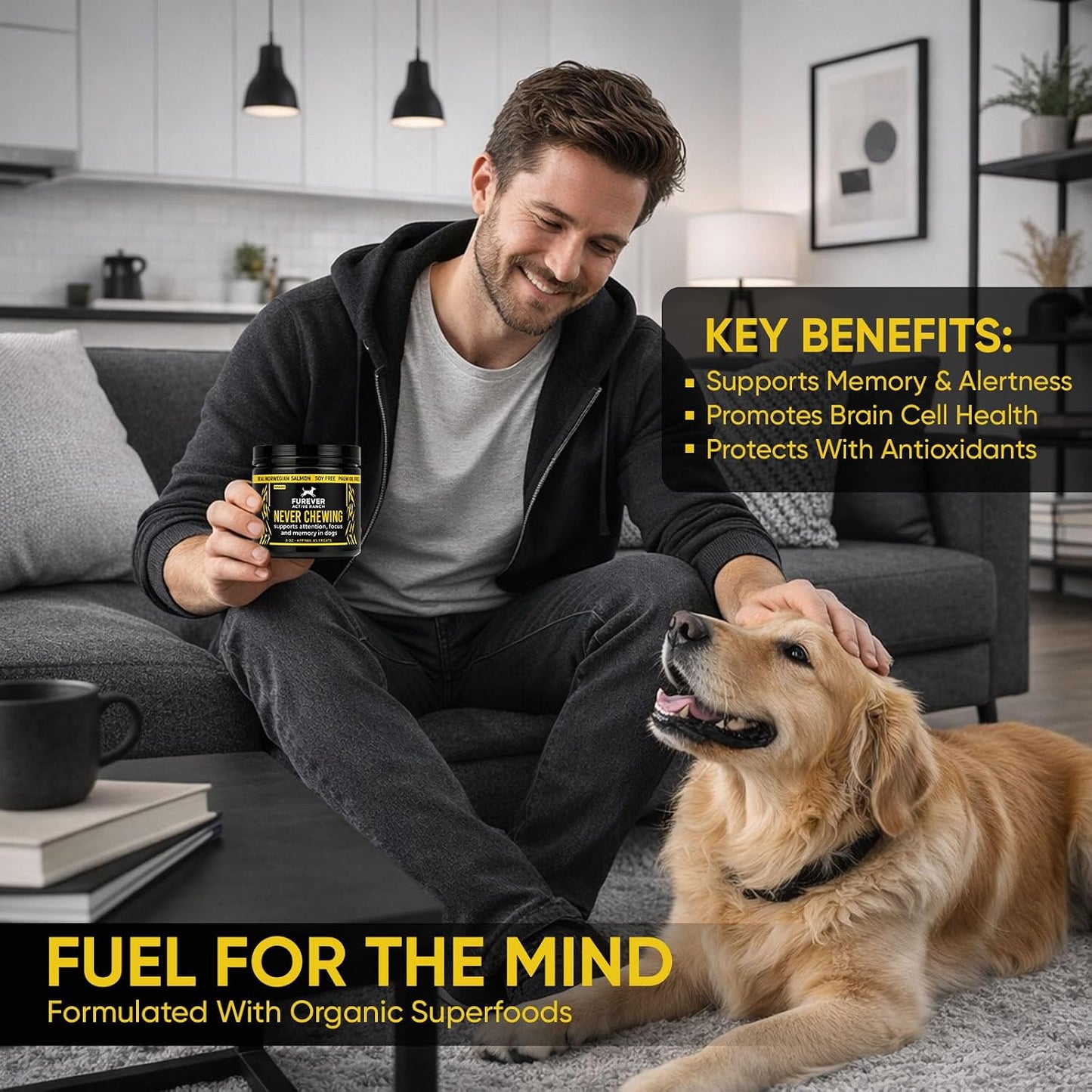 Furever Active Pet Neuro Chewing, Formulated with Organic Carrots, Celery, Lemon, Beets, Support Brain Health in Dogs, Overall Cognitive Performance, Memory and Alertness | 6oz, 85 Chews (1)