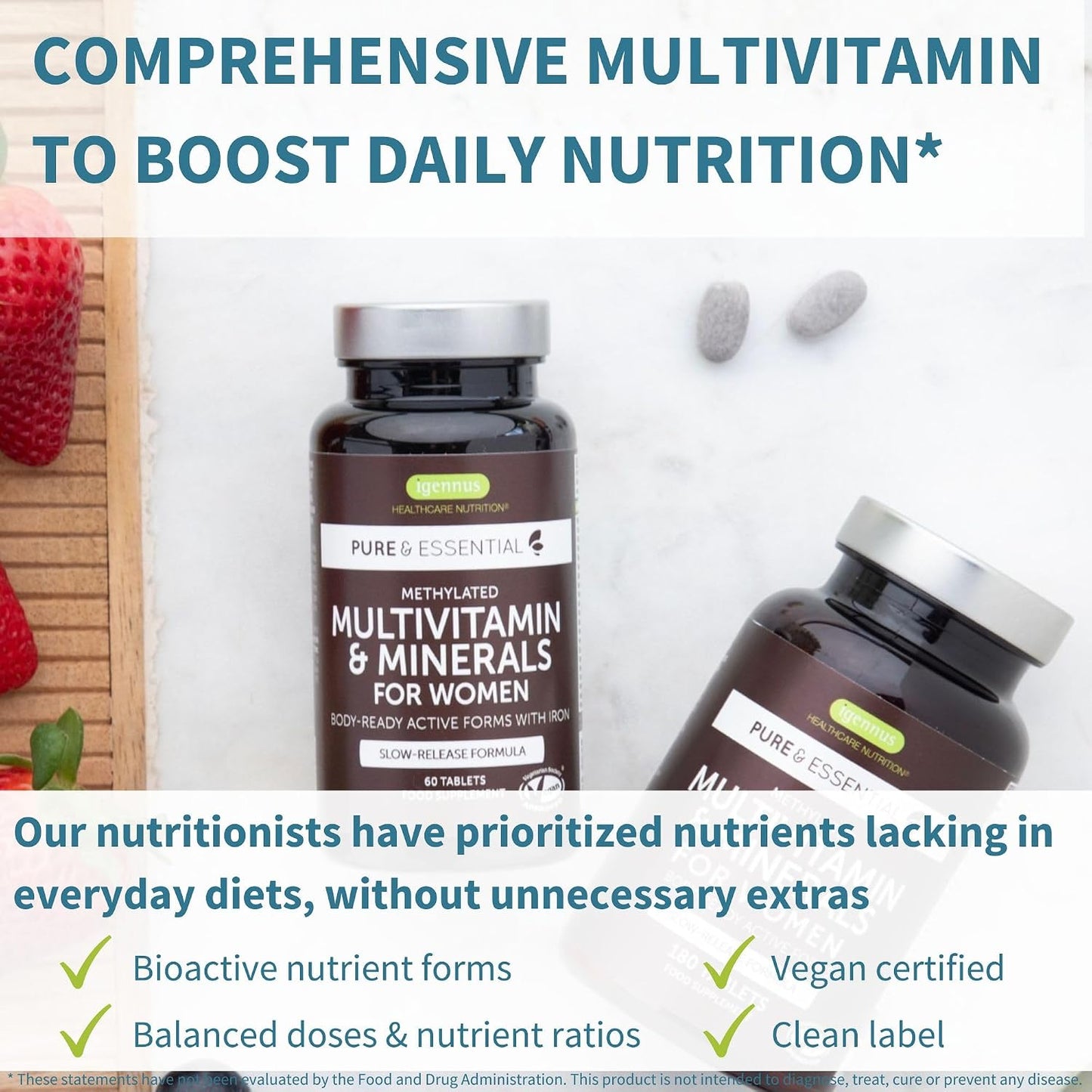 Multivitamin & Minerals for Women + Astaxanthin Complex Vegan Bundle, Sustained Release Advanced Multivitamin with Iron + Natural 4 mg H. Pluvialis Astaxanthin, by Igennus