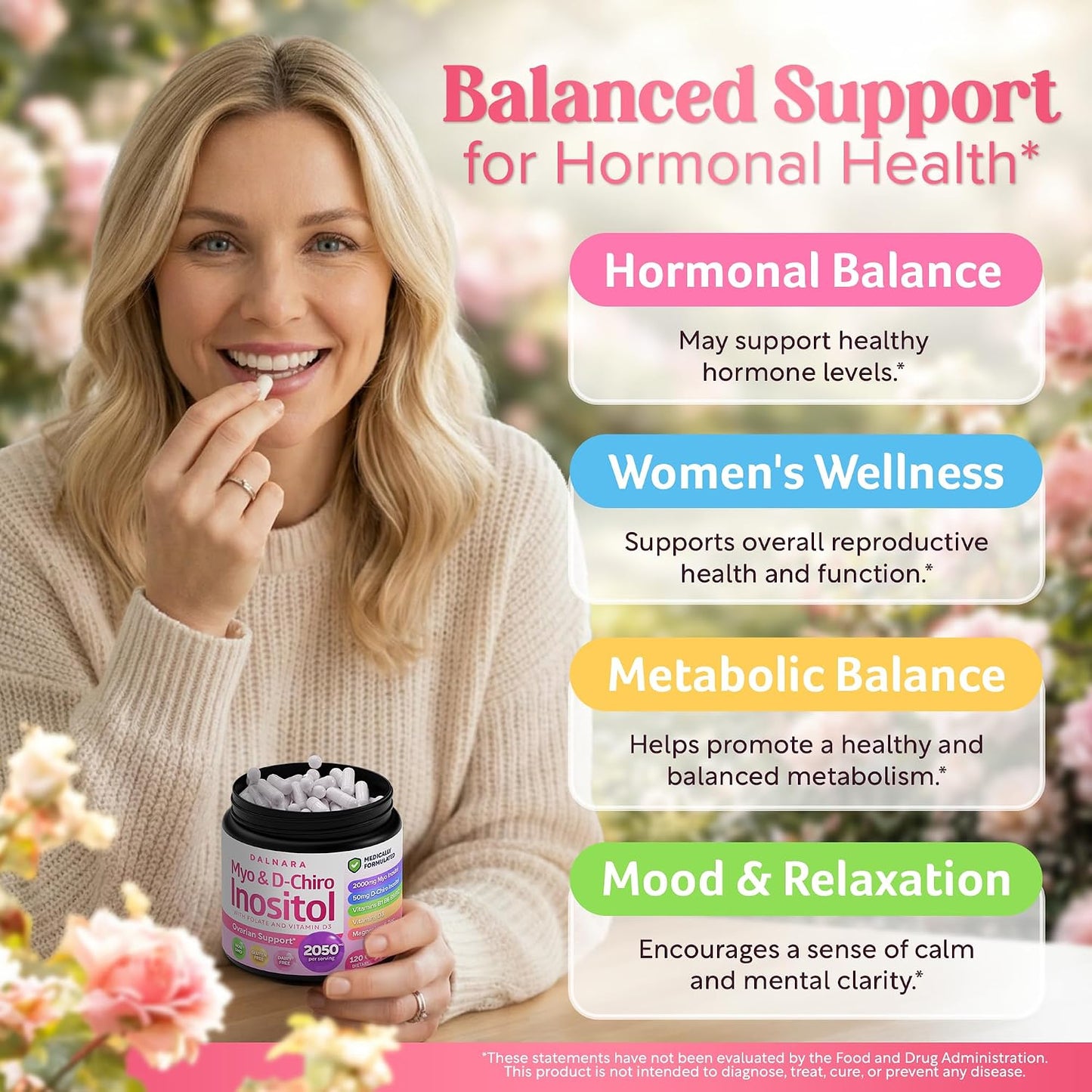 Myo-Inositol & D-Chiro Inositol Supplement for Women 120ct Ideal 40:1 Ratio