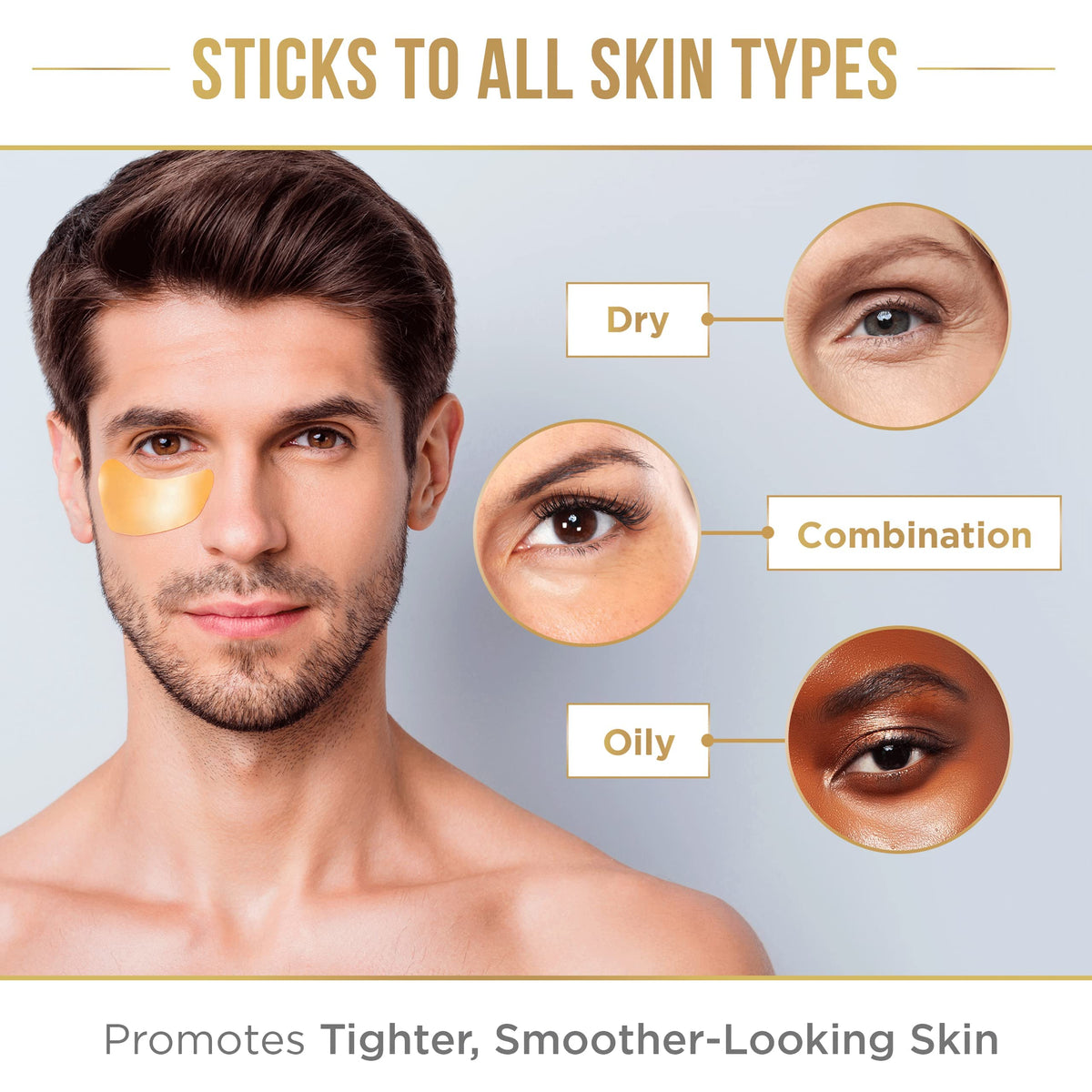 DERMORA Golden Glow Under Eye Patches (100 Pairs Eye Gels) - Rejuvenating Treatment