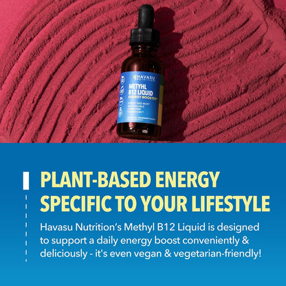 Organic Vitamin B12 Liquid Drops, Strawberry, Enhanced Energy, 1 Fl Oz | USDA Organic Vitamin B12 Liquid Drops, Highly Bioavailable Methylcobalamin for Nervous System Support, 30 Servings, Non-GMO