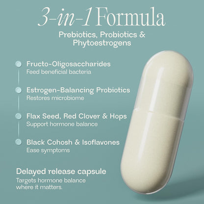BIOMA Menopause Support Probiotics for Women - Hormone Free Hot Flash & Night Sweat Relief - Gut-Hormone Balance with Phytoestrogens, BB536, Delayed Release (60 Capsules - 30 Day Supply)