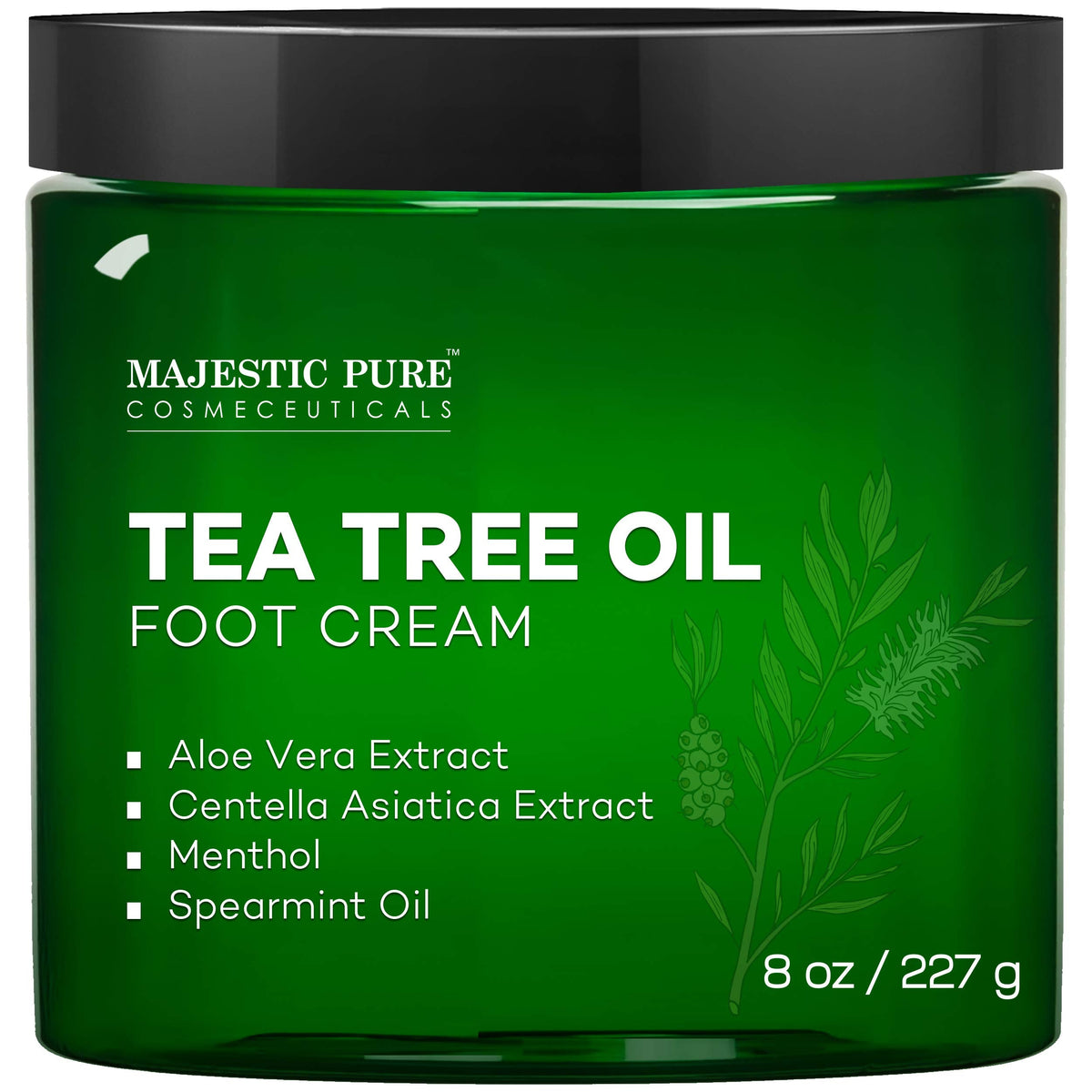 MAJESTIC PURE Athletes Foot Cream with Tea Tree Oil, Aloe & Spearmint - Hydrates