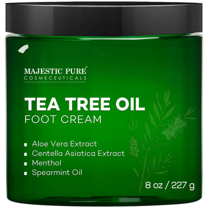 MAJESTIC PURE Athletes Foot Cream with Tea Tree Oil, Aloe & Spearmint - Hydrates