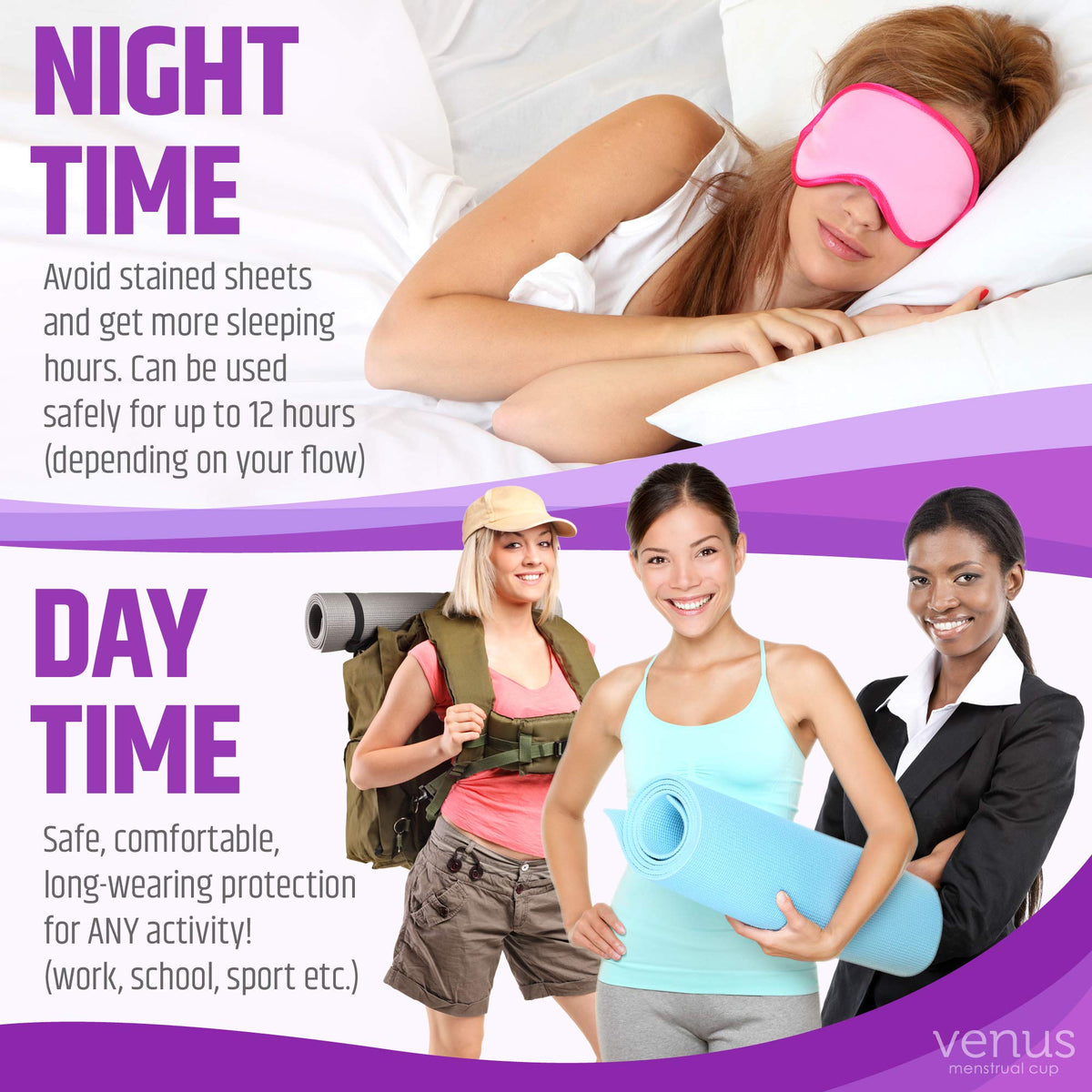 Venus Large Menstrual Cup – High Capacity for Heavy Flow -Made in USA - 100% Medical Grade Silicone