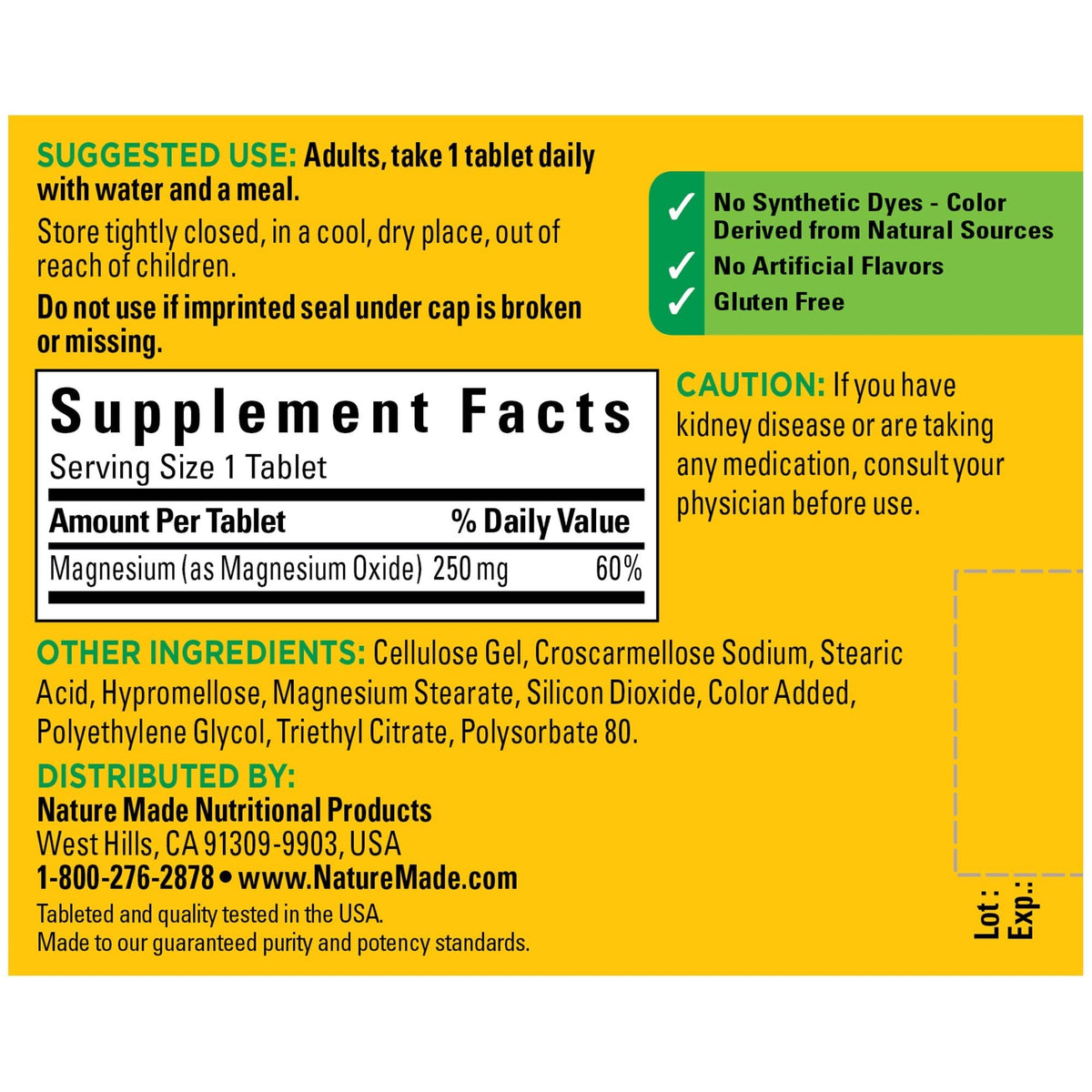 Nature Made Magnesium Oxide 250 mg, Dietary Supplement for Muscle, Heart
