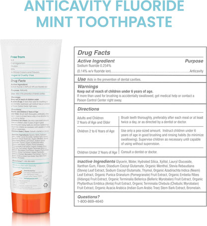 Himalaya Botanique Anticavity Fluoride Toothpaste, Fluoride with Multi-Benefit Support, Fights Cavities, Strengthens Enamel, Promotes Remineralization, Mint Flavor, 4 oz.