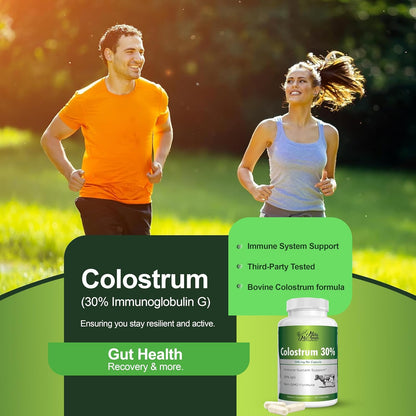 Mila Miamor Bovine Colostrum Supplement 500mg Per Capsule, 30% IgG - Gut Health, Immune Support and Digesitive Wellness - Non-GMO, Third-Party Tested, Made in USA - 60 Capsules