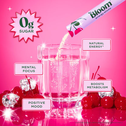 Bloom Nutrition Energy Drink Powder Packets, Strawberry Watermelon, 10 Ct | Sugar Free Drink Mix with L-Theanine, B Vitamins & Natural Caffeine, On the Go Powder Sticks for Natural Energy, 10 Calories