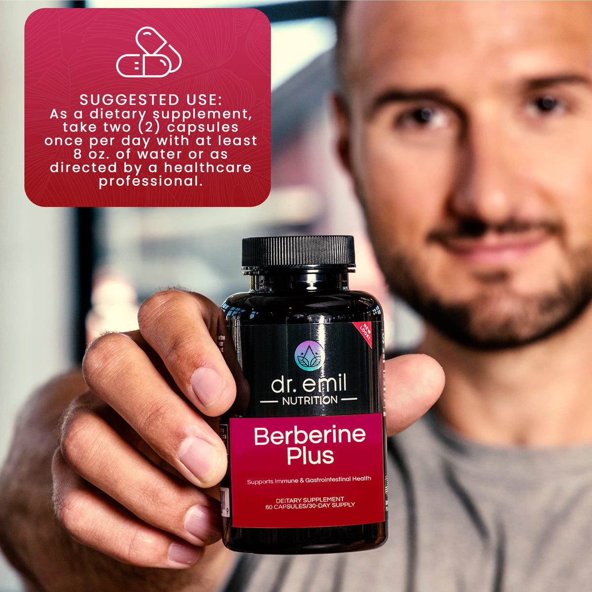 Dr. Emil Berberine 500mg Capsules - Berberine Supplement with Cinnamon, MTC Oil & Milk