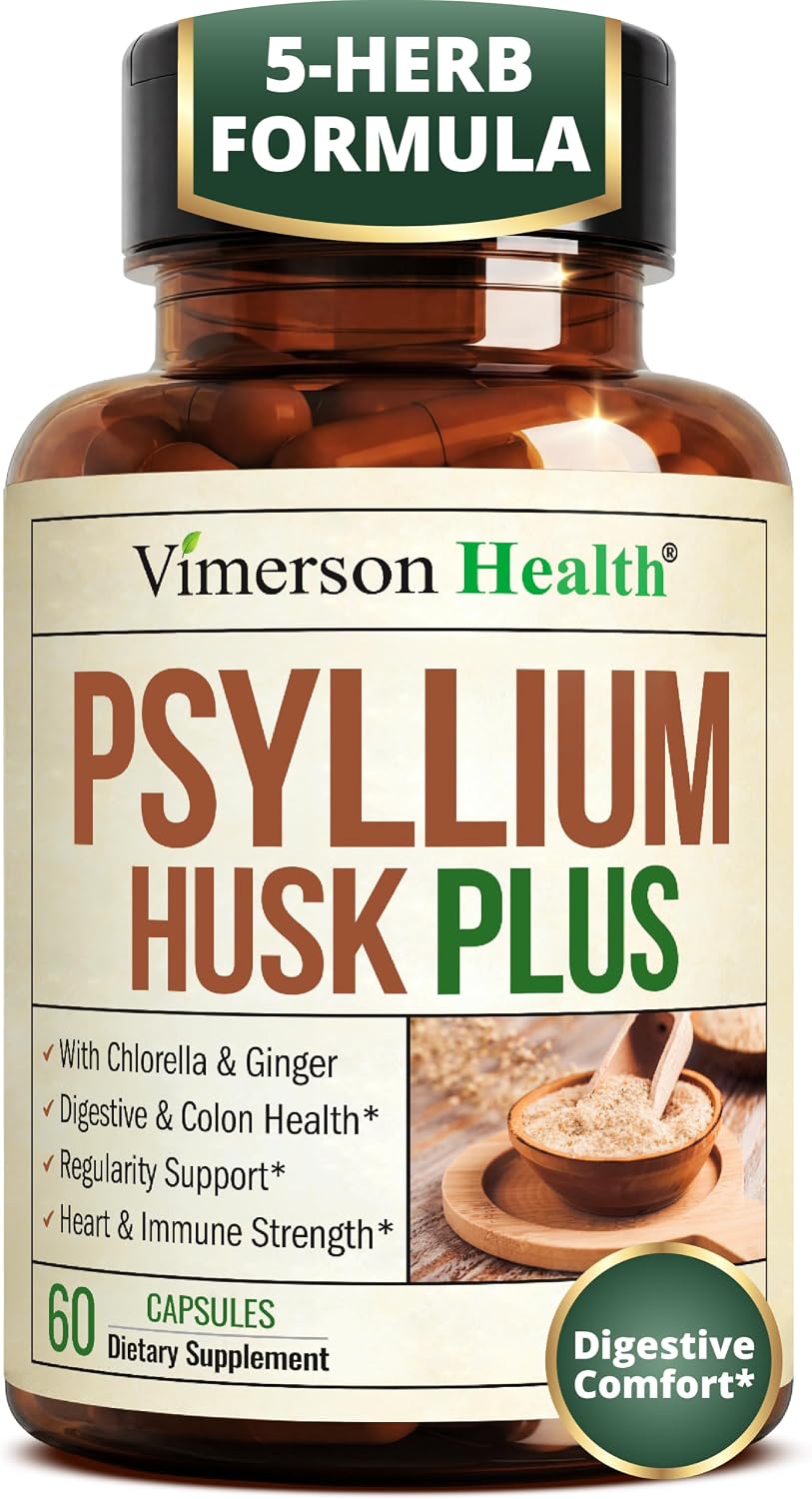 Psyllium Husk Capsules 1080mg - 60 Psyllium Fiber Capsules for Regularity