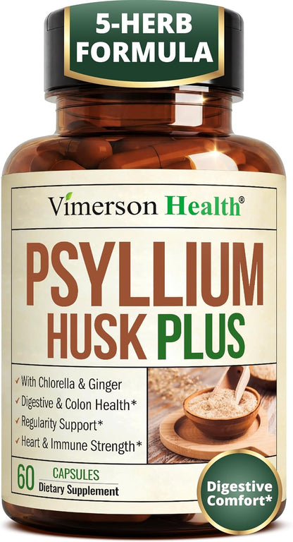 Psyllium Husk Capsules 1080mg - 60 Psyllium Fiber Capsules for Regularity