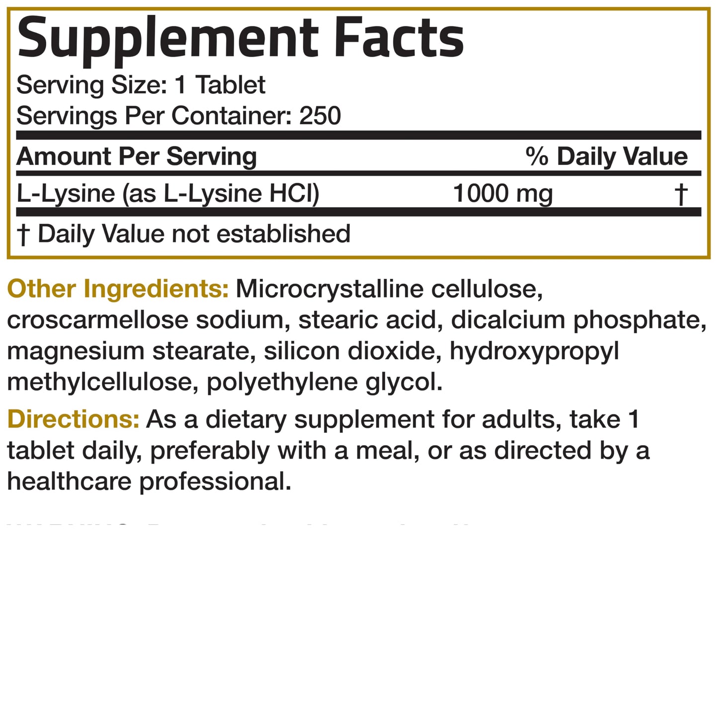 Bronson L-Lysine Extra Strength 1000 MG per Tablet High Potency, Immune Support & Supports Collagen Synthesis, Non-GMO, 100 Vegetarian Tablets