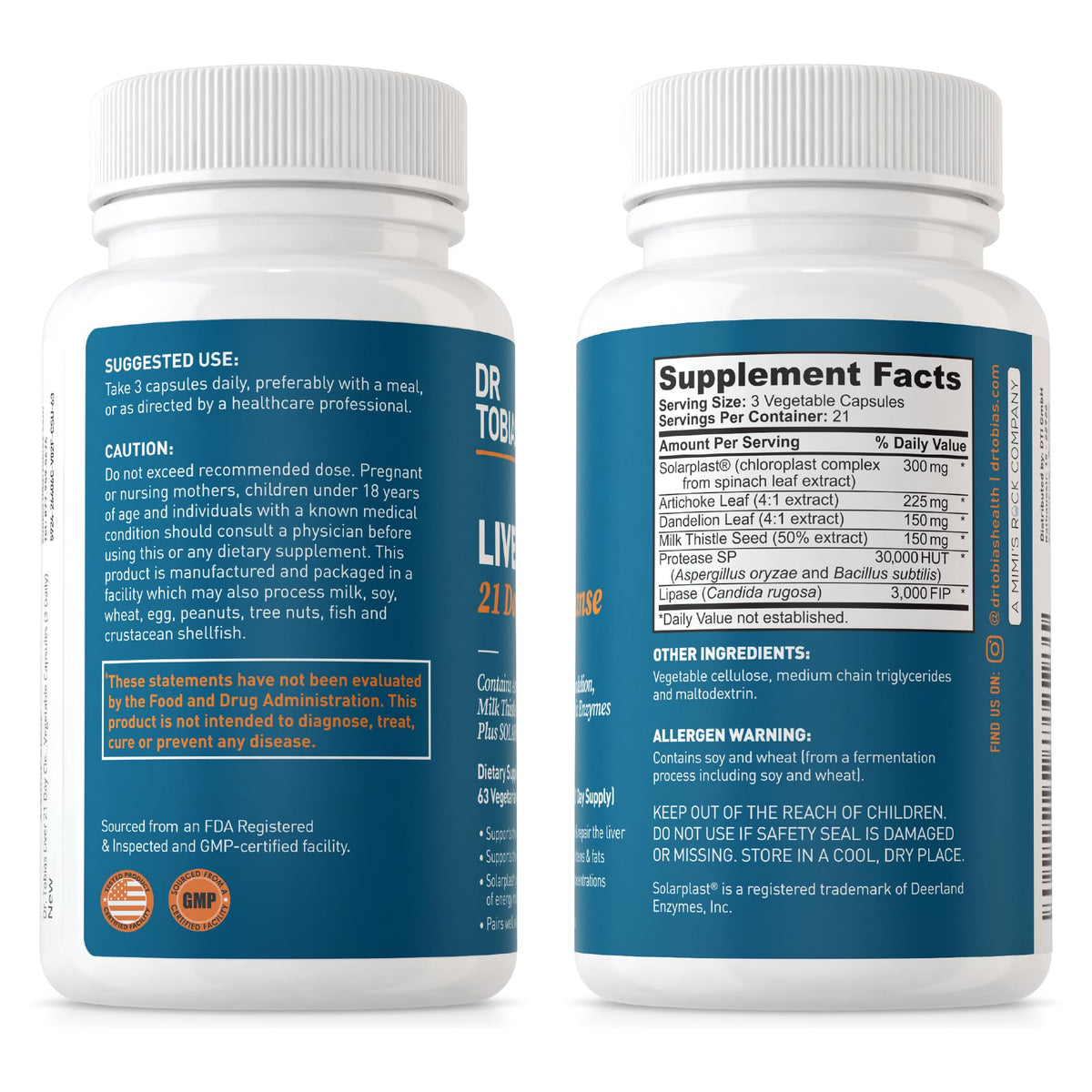 Dr. Tobias Liver 21 Day Cleanse, Herbal Liver Detox Cleanse with Solarplast, Artichoke
