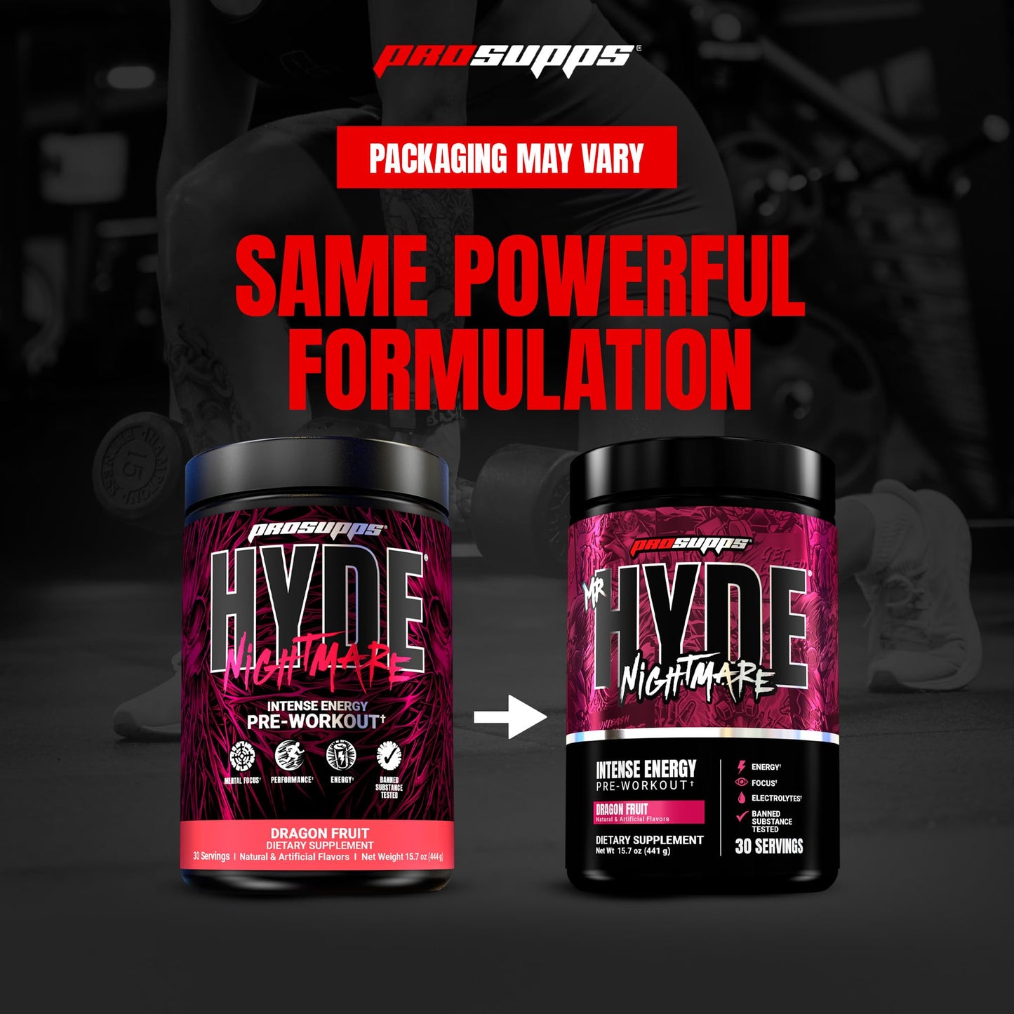 ProSupps Mr. Hyde Nightmare Pre Workout Powder with Caffeine & Beta Alanine - Preworkout for Intense Energy, Mental Focus & Performance - Gym & Fitness Supplements (Black N' Blueberry, 30 Servings)