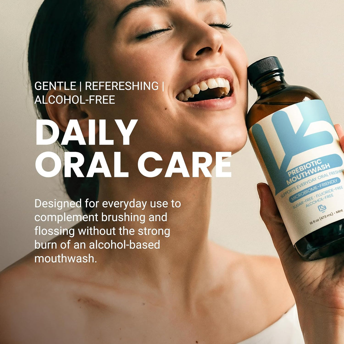 Refreshing Fluoride Free Mouthwash for Bad Breath (Natural Mint, 16 Fl Oz)