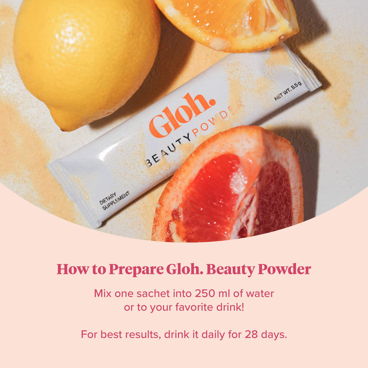 Gloh. Marine Collagen Powder for Women - Peach Flavor Collagen Supplements for Women with Hyaluronic Acid, Vitamin A, B2, B6