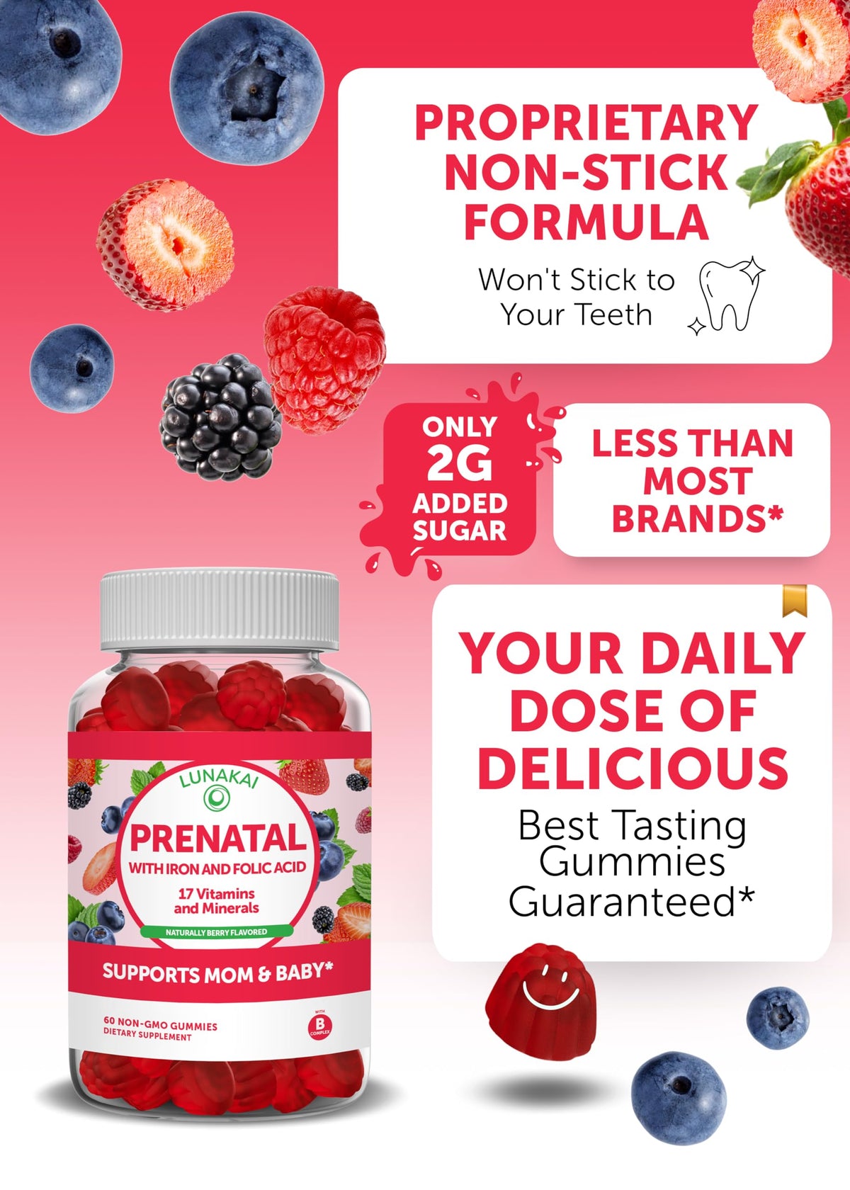 Prenatal Vitamins and Vitamin C Gummies Bundle - with Iron and Folic Acid, Chewable Multivitamin