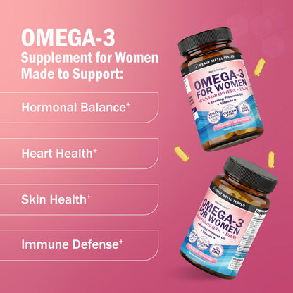 Triple Strength Omega 3 Fish Oil 3000mg for Women and Men, 90 Softgels