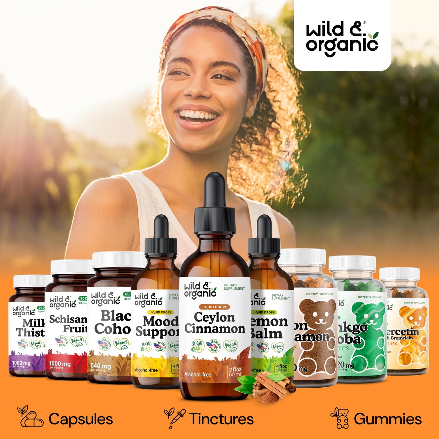 Wild & Organic Ceylon Cinnamon Supplements 500mg - Antioxidant Support - Ceylon Cinnamon Drops - Add to Tea Liquid Extract - Cinnamomum Verum Bark - Unflavored, Sugar & Alcohol-Free Tincture - 4 fl oz