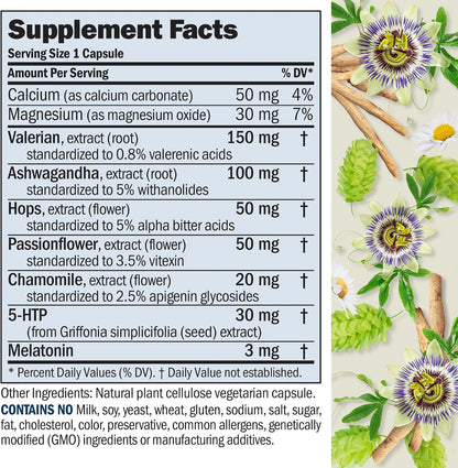 Andrew Lessman ProCaps Night Time Sleep Support 3mg Melatonin 60 Capsules | 3mg Melatonin with 5-HTP, Ashwagandha & five calming botanicals. Designed for restful sleep without morning grogginess.