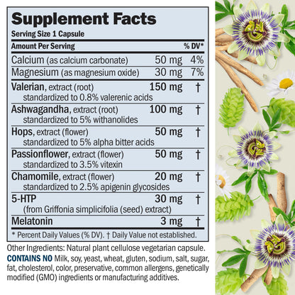 Andrew Lessman ProCaps Night Time Sleep Support 3mg Melatonin 60 Capsules | 3mg Melatonin with 5-HTP, Ashwagandha & five calming botanicals. Designed for restful sleep without morning grogginess.