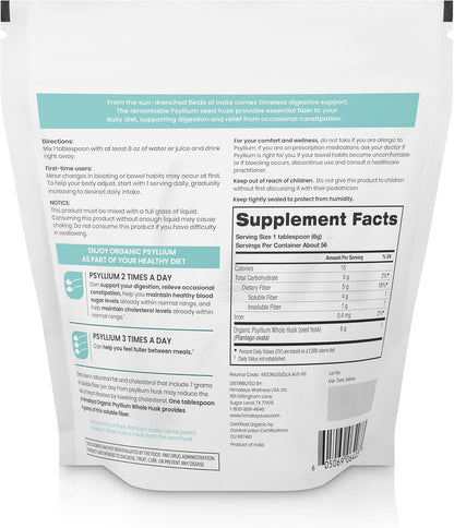 Himalaya Organic Psyllium Whole Husk Fiber Supplement,Unflavored,12 oz